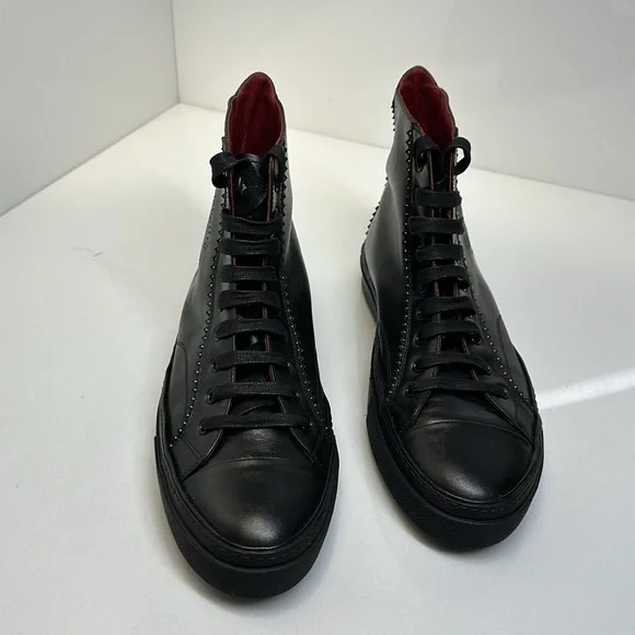 Roberto Cavalli ankle men’s boots / black leather with logo lace up rubber sole